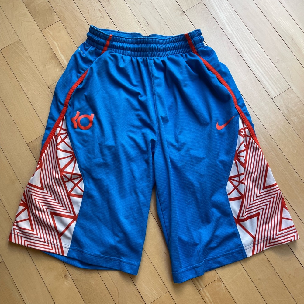Nike Men's Kevin Durant Data Storm Basketball Shorts Blue/Orange Small